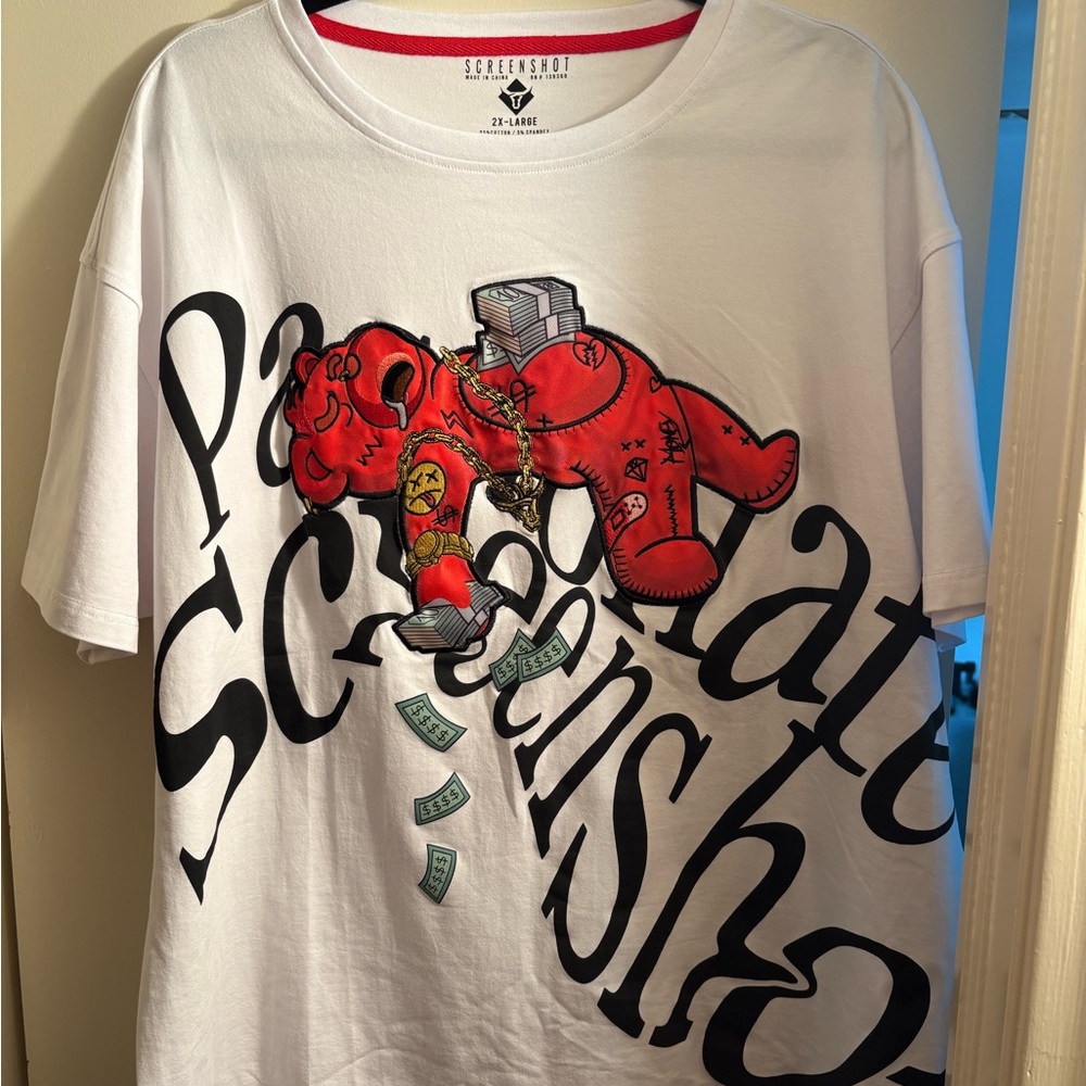 White and Red Graphic Tee